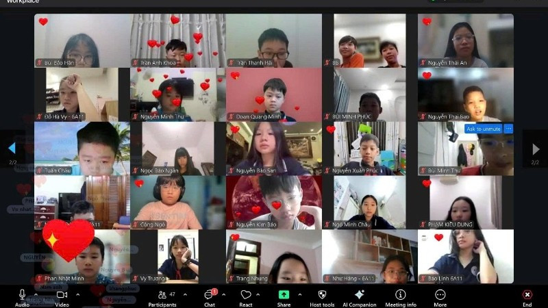 Giờ học trực tuyến của Trường trung học cơ sở Giảng Võ (phường Giảng Võ, Hà Nội).