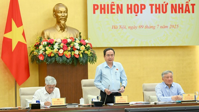 Chủ tịch Quốc hội Trần Thanh Mẫn, Chủ tịch Hội đồng Bầu cử quốc gia phát biểu khai mạc Phiên họp thứ nhất. (Ảnh: DUY LINH)