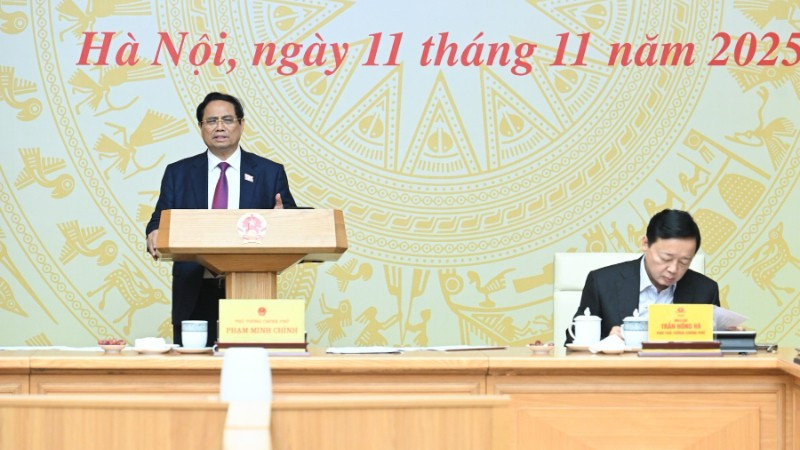 Thủ tướng Chính phủ Phạm Minh Chính chủ trì Phiên họp lần thứ 21 của Ban Chỉ đạo quốc gia về IUU. (Ảnh: TRẦN HẢI)