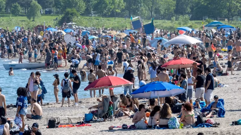 Người dân ở Toronto (Canada) đổ ra biển khi thời tiết nắng nóng.