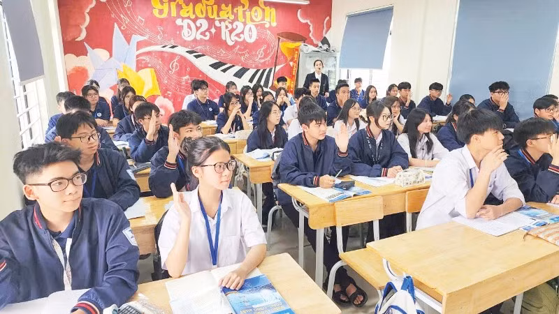 Tiết học sôi nổi của học sinh Trường THPT Tiền Phong (thành phố Hà Nội).