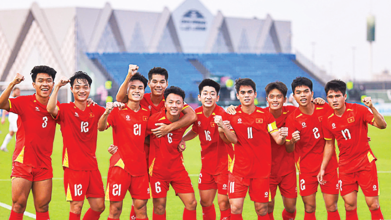 Niềm vui chiến thắng của các cầu thủ U23 Việt Nam tại giải U23 châu Á 2026. (Ảnh: TED TRẦN)