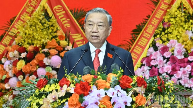 Tổng Bí thư Tô Lâm phát biểu ý kiến chỉ đạo Đại hội đại biểu Đảng bộ Chính phủ lần thứ I, nhiệm kỳ 2025-2030. (Ảnh: TRẦN HẢI)