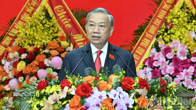 Tổng Bí thư Tô Lâm phát biểu ý kiến chỉ đạo Đại hội đại biểu Đảng bộ Chính phủ lần thứ I, nhiệm kỳ 2025-2030. (Ảnh: TRẦN HẢI)