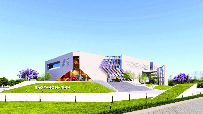 Phối cảnh mặt chính công trình Bảo tàng Hà Tĩnh.