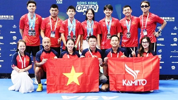 Các vận động viên Việt Nam giành huy chương tại giải Hong Kong Open 2025.