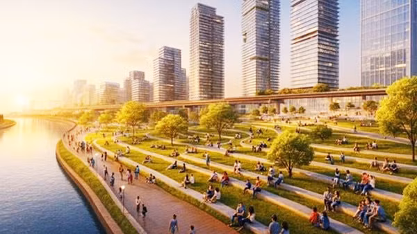 Không gian ven sông được thiết kế theo cấu trúc đa tầng.