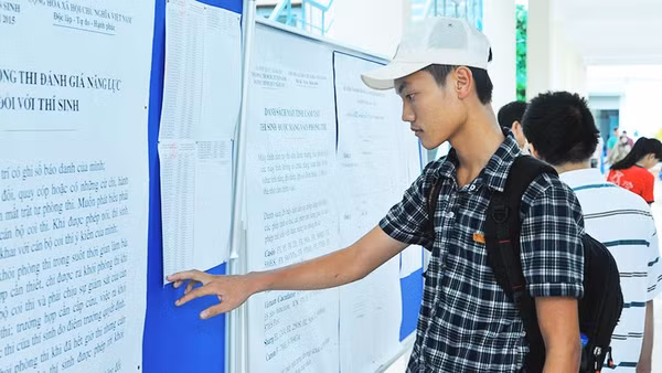 Thí sinh tham gia kỳ thi đánh giá năng lực của Đại học Quốc Gia Hà Nội. Ảnh: SONG ANH