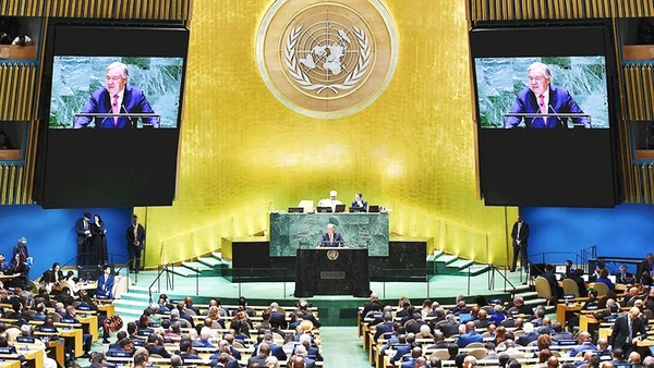 Tổng Thư ký Antonio Guterres phát biểu ý kiến tại một phiên họp của LHQ. Ảnh: UN