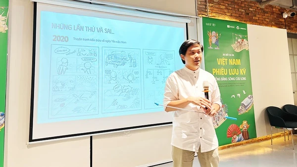 Anh Trần Duy Nguyễn, Trưởng nhóm dự án "Việt Nam phiêu lưu ký" giới thiệu về quá trình thực hiện dòng sách văn hóa cho độc giả trẻ.