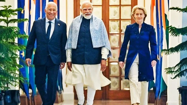 Các nhà lãnh đạo châu Âu gặp gỡ Tổng thống Ấn Độ Narendra Modi (giữa). Ảnh: INDIA TIMES