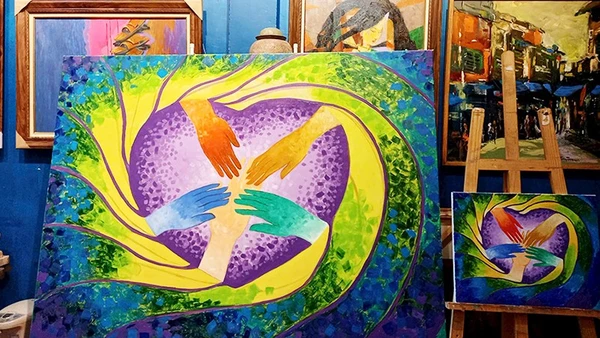 "Chấm" tranh ủng hộ đồng bào bị thiên tai