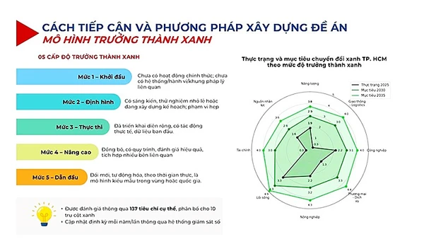 Mô hình trưởng thành xanh được nêu ra trong đề án. Ảnh chụp màn hình từ báo cáo đề án.