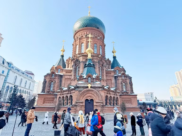 Nhà thờ Saint Sophia ở Cáp Nhĩ Tân là kiến trúc độc đáo, thu hút đông khách tham quan.