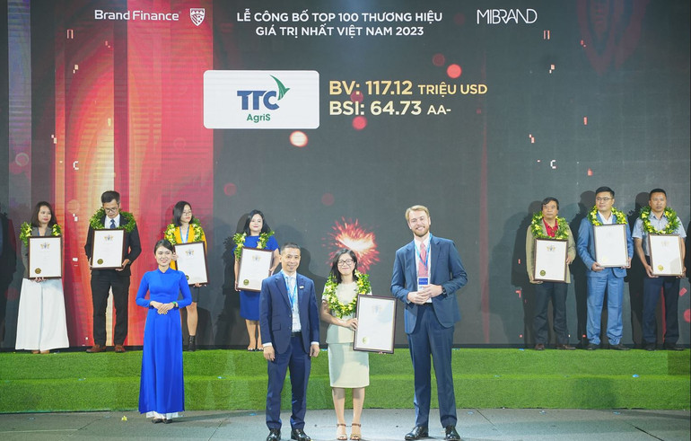 Bà Đoàn Vũ Uyên Duyên - Phó Tổng Giám đốc Phát triển quốc tế đại diện TTC AgriS nhận chứng nhận từ Brand Finance cho danh sách danh giá “Top 100 Thương hiệu giá trị nhất Việt Nam 2023” Bà Đoàn Vũ Uyên Duyên - Phó Tổng Giám đốc Phát triển quốc tế đại diện TTC AgriS nhận chứng nhận từ Brand Finance cho danh sách danh giá “Top 100 Thương hiệu giá trị nhất Việt Nam 2023”