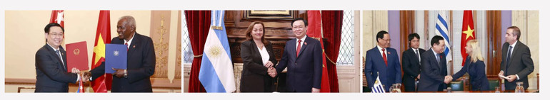 Chủ tịch Quốc hội Vương Đình Huệ và Chủ tịch Quốc hội Chính quyền Nhân dân nước Cộng hòa Cuba Esteban Lazo, Chủ tịch Hạ viện Cộng hòa Argentina Cecilia Moreau, Chủ tịch Thượng viện Uruguay Beatriz Argimon.