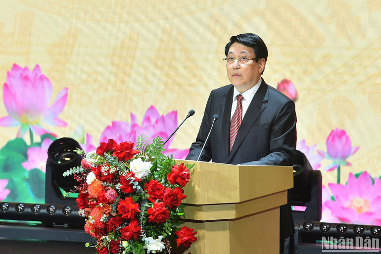 Chủ tịch nước Lương Cường phát biểu tại buổi lễ.