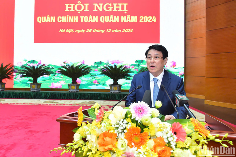 Chủ tịch nước Lương Cường phát biểu chỉ đạo tại hội nghị. Chủ tịch nước Lương Cường phát biểu chỉ đạo tại hội nghị.