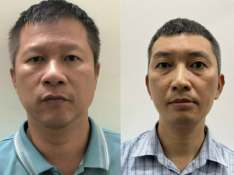 Từ trái qua, các bị can: Khải, Đoàn. (Ảnh: Bộ Công an).