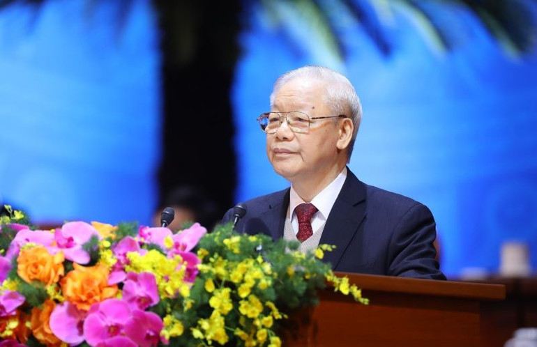 Tổng Bí thư Nguyễn Phú Trọng phát biểu chỉ đạo tại Đại hội XIII Công đoàn Việt Nam.