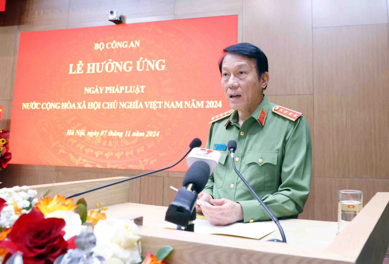Đại tướng Lương Tam Quang phát biểu tại buổi lễ.