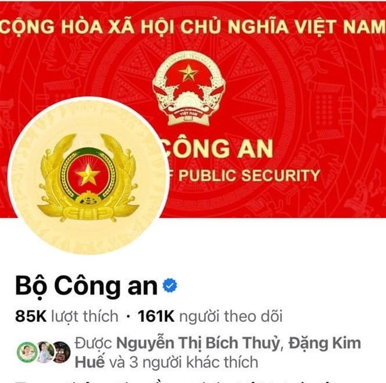 Trang Thông tin Bộ Công an trên nền tảng Facebook.