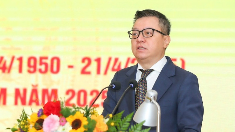 Chủ tịch Hội Nhà báo Việt Nam Lê Quốc Minh phát biểu khai mạc.