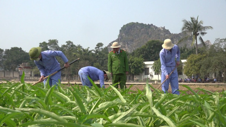 Học viên trong giờ lao động sản xuất tại Cơ sở cai nghiện số 1, Công an tỉnh Thanh Hóa.