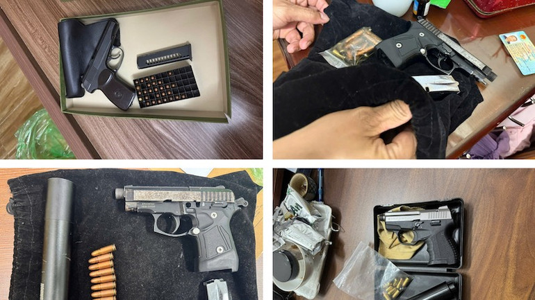 Số súng, đạn các loại đã bị thu giữ.