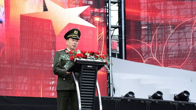Thượng tướng Trần Quốc Tỏ phát biểu khai mạc.