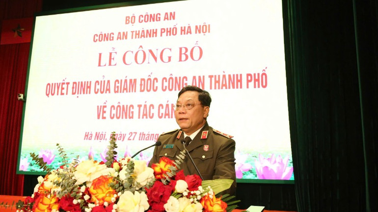 Trung tướng Nguyễn Hải Trung phát biểu tại lễ công bố.