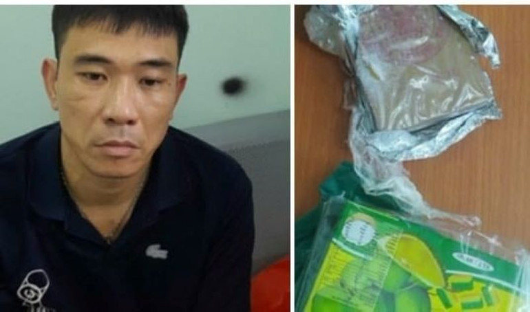 Đối tượng Hoàng Văn Tú và tang vật. Ảnh: Đức Tuấn