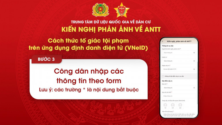Bước 3: Chọn "kiến nghị, phản ánh về an ninh trật tự.