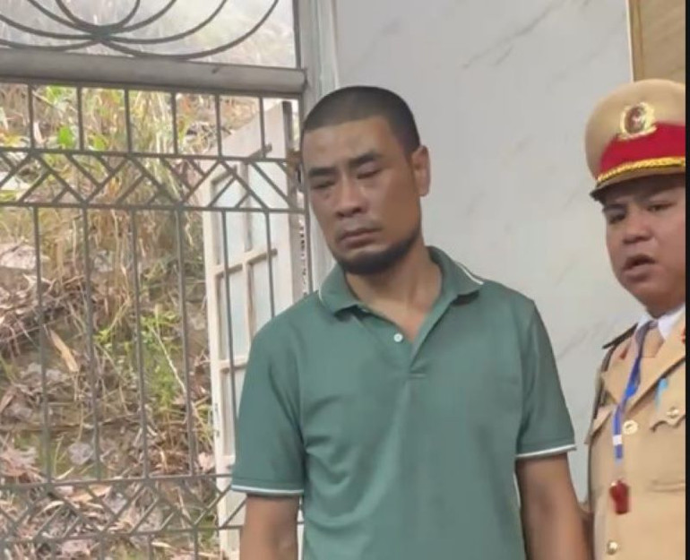 Đối tượng Nguyễn Ngọc Giáp tại cơ quan công an.