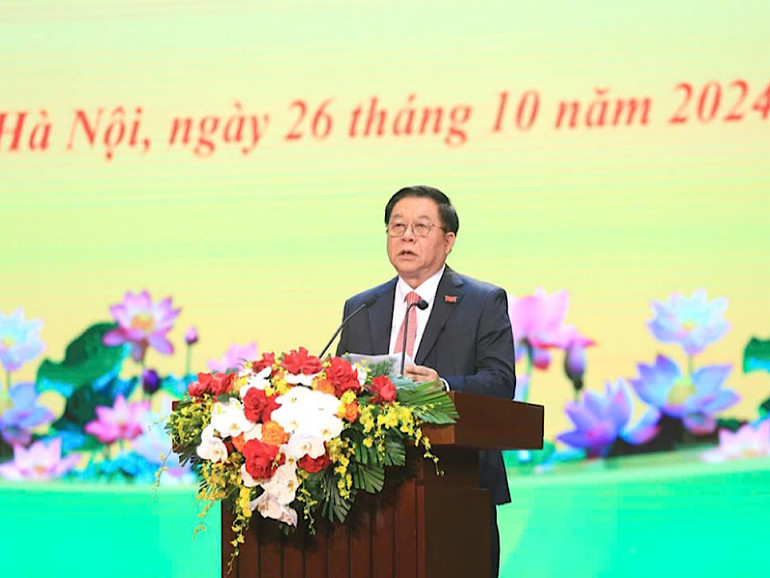 Đồng chí Nguyễn Trọng Nghĩa phát biểu tại lễ kỷ niệm.