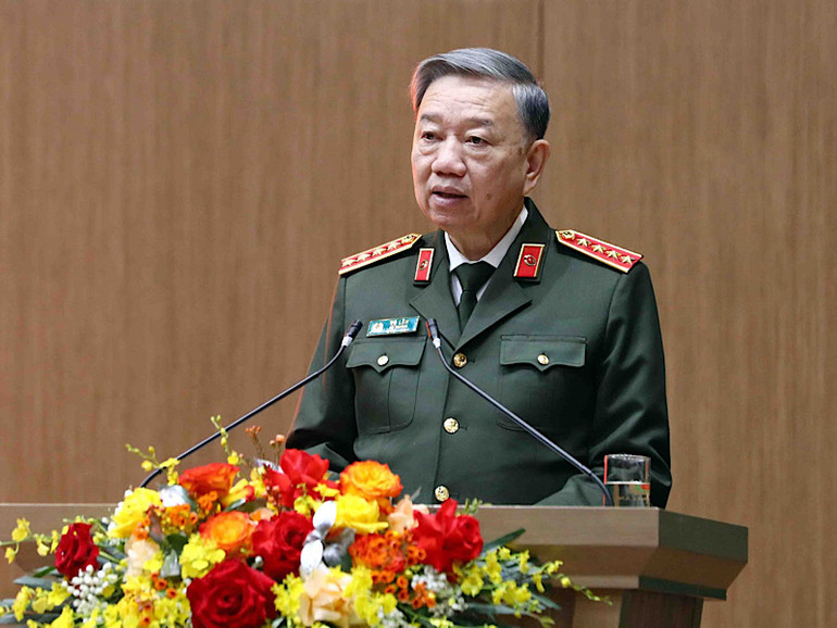 Bộ trưởng Công an Tô Lâm phát biểu.