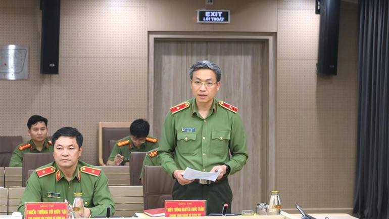 Thiếu tướng Nguyễn Quốc Toản, Chánh Văn phòng Bộ Công an phát biểu tại Phiên họp Tiểu ban An ninh-Y tế/Tiểu ban An ninh, trật tự Hội nghị thượng đỉnh P4G lần thứ 4 năm 2025.