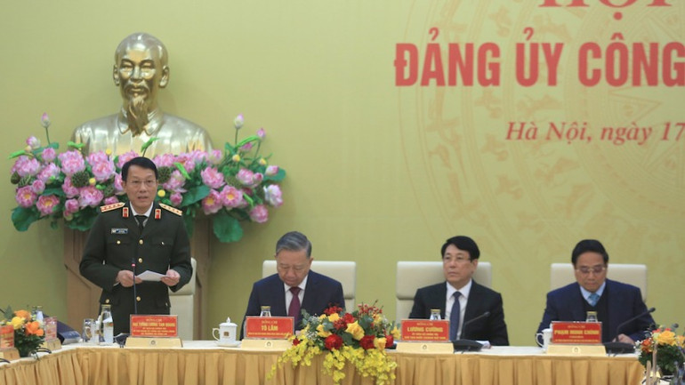 Bộ trưởng Lương Tam Quang tiếp thu những ý kiến chỉ đạo của các đồng chí lãnh đạo Đảng, Nhà nước.