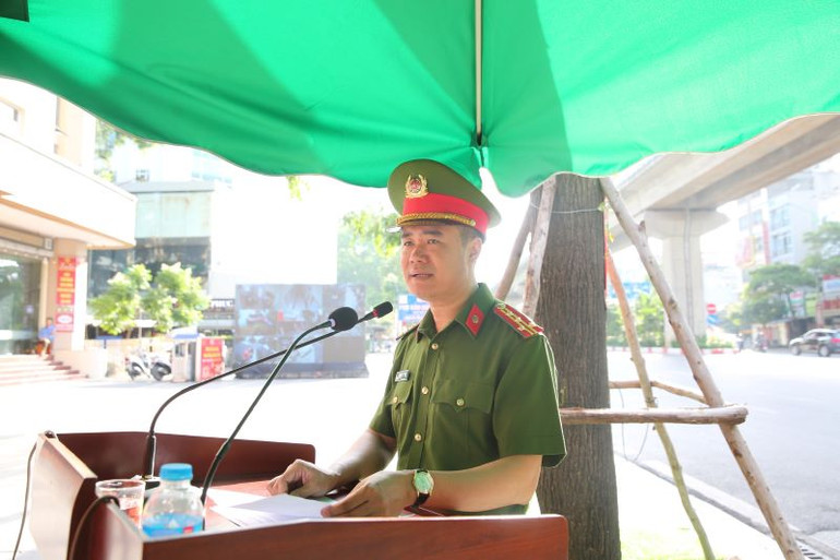 Đại tá Nguyễn Ngọc Quyền, Trưởng Công an quận Hà Đông rút kinh nghiệm nhanh sau diễn tập.