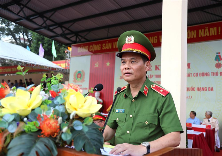 Thiếu tướng Lê Ngọc Châu phát biểu tại lễ kỷ niệm.