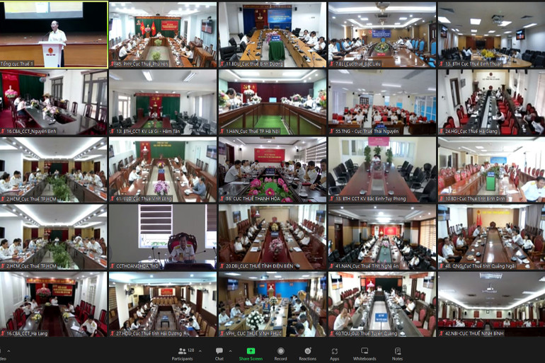 Quang cảnh tại điểm cầu các cục thuế địa phương.