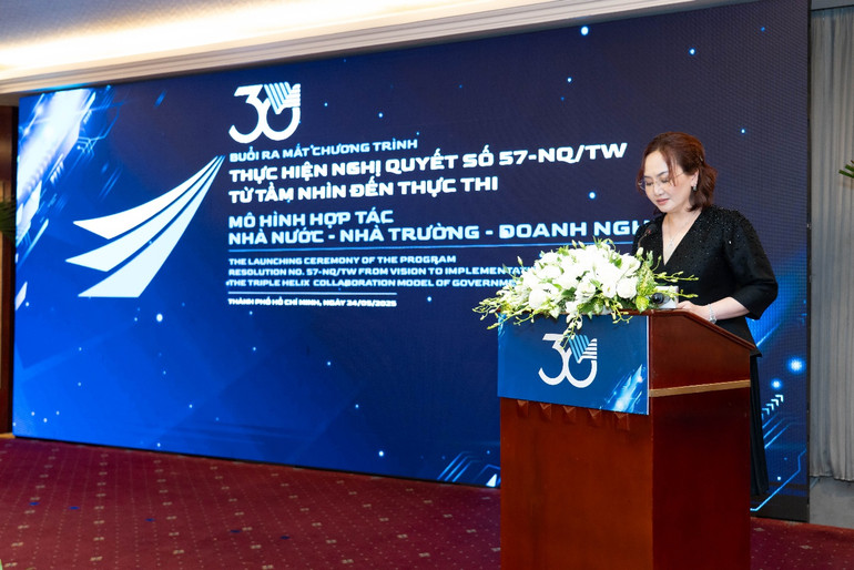 Bà Huỳnh Đặng Ức My nhấn mạnh về tầm quan trọng của sự nghiệp phát triển nguồn nhân lực và đổi mới sáng tạo trong chuyển đổi ngành kinh tế nông nghiệp nước nhà.