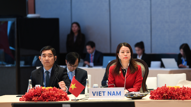 Đoàn đại biểu Việt Nam tham dự Hội nghị. (Ảnh: ĐINH TRƯỜNG)