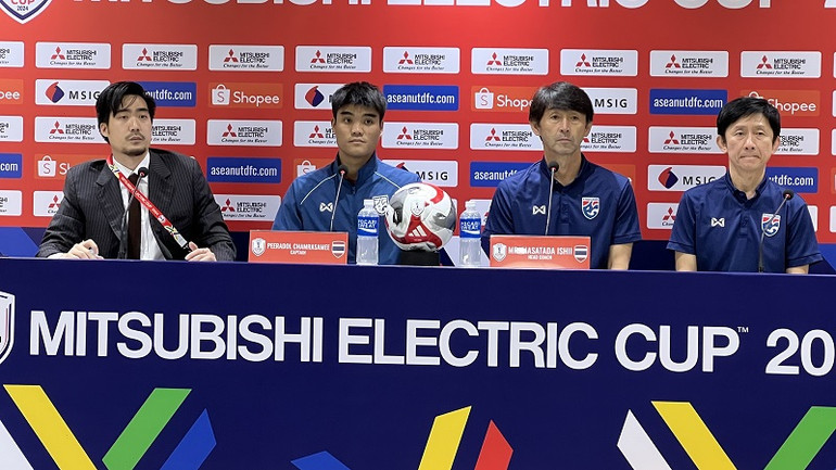 Buổi họp báo của đội tuyển Thái Lan.