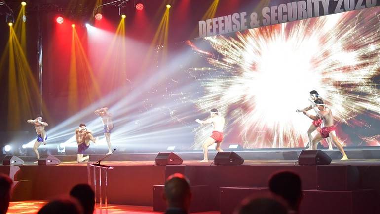 Trình diễn Muay Thái tại lễ khai mạc Triển lãm Quốc phòng-An ninh (Defense & Security) 2023. Ảnh: ĐINH TRƯỜNG
