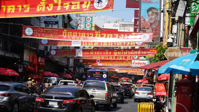 China Town ở thủ đô Bangkok, Thái Lan trong những ngày Tết Nguyên đán 2024. (Ảnh: ĐINH TRƯỜNG)