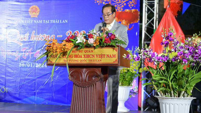 Ông Đỗ Xuân Phúc, Chủ tịch Hội người Việt Nam thủ đô Bangkok và vùng phụ cận khẳng định lòng đoàn kết, một lòng hướng về quê hương của kiều bào.