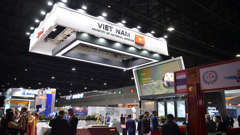 Gian hàng của Tập đoàn Công nghiệp viễn thông quân đội Viettel tại triển lãm.