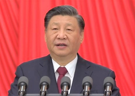 Tổng Bí thư, Chủ tịch Trung Quốc Tập Cận Bình tại phiên bế mạc. (Ảnh cắt từ clip của CCTV)