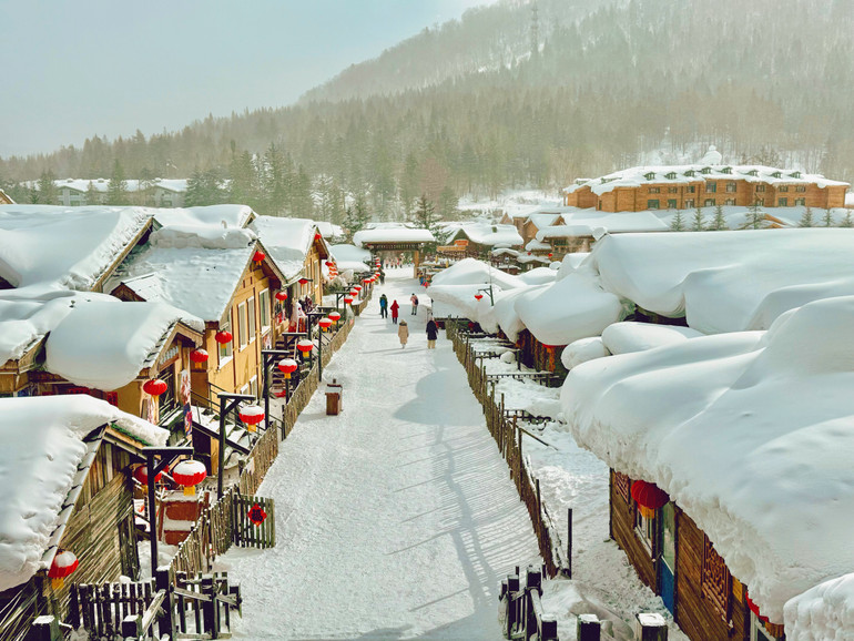 Làng Tuyết vào buổi sáng khi đang ở nhiệt độ thấp nhất.